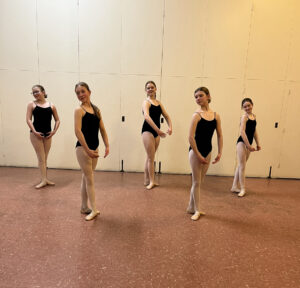 Grade 5 ballet girls in their black leotard uniform