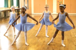 primary ballet girls holding up their skirt